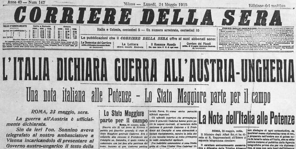 Corriere della Sera, 24 maggio 1915