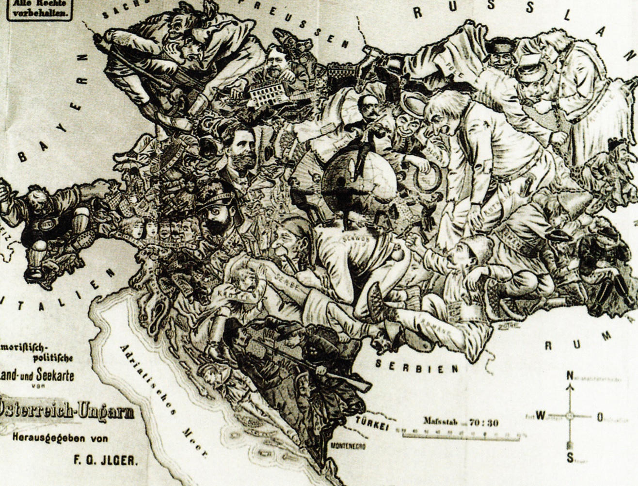 Cartina umoristica dell'impero asburgico, 1906