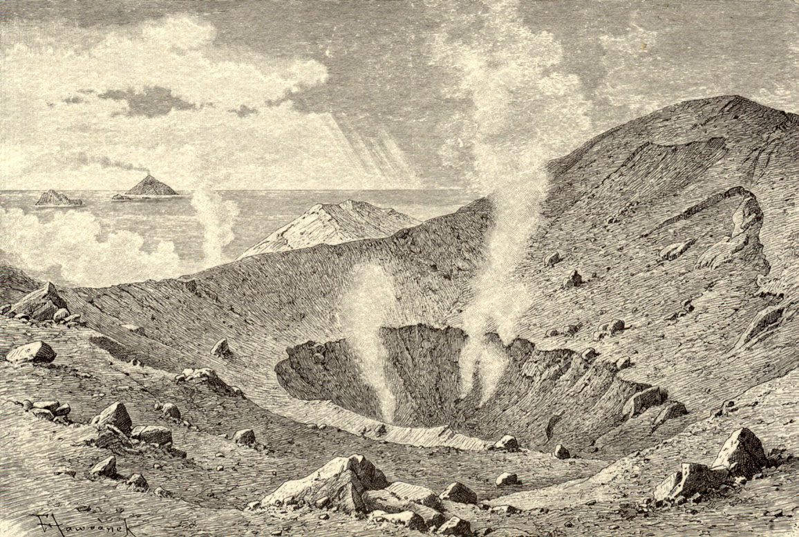 Il cratere di Vulcano in un'illustrazione dell'arciduca Luigi Salvatore d'Austria Il cratere di Vulcano in un'illustrazione dell'arciduca Luigi Salvatore d'Austria